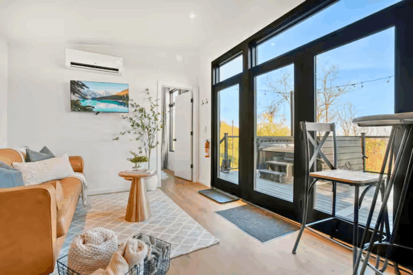 living room of Alpine park model in Pine Creek Township Pennsylvania