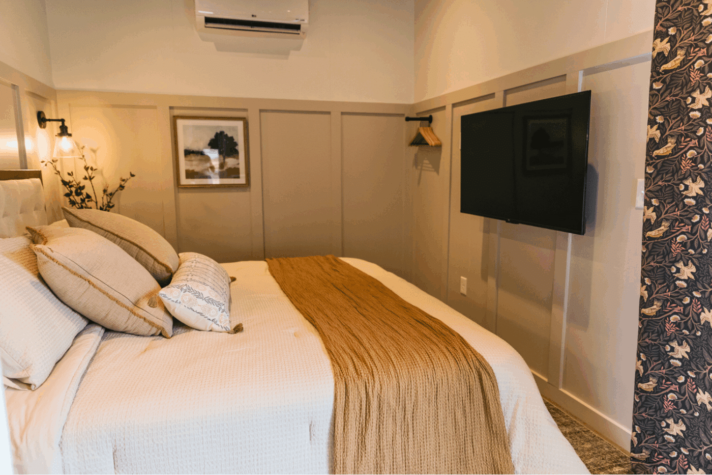 Sleeping area of custom built Alpine park model tiny home