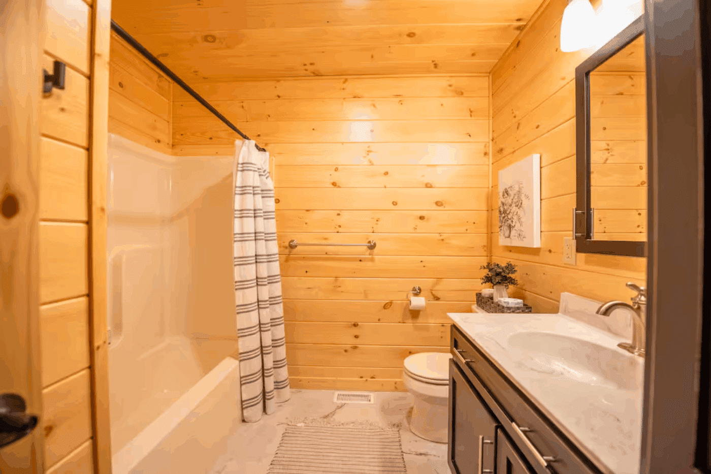 Second Bathroom of Mountaineer Deluxe Log Modular Home in Sarnac Lake