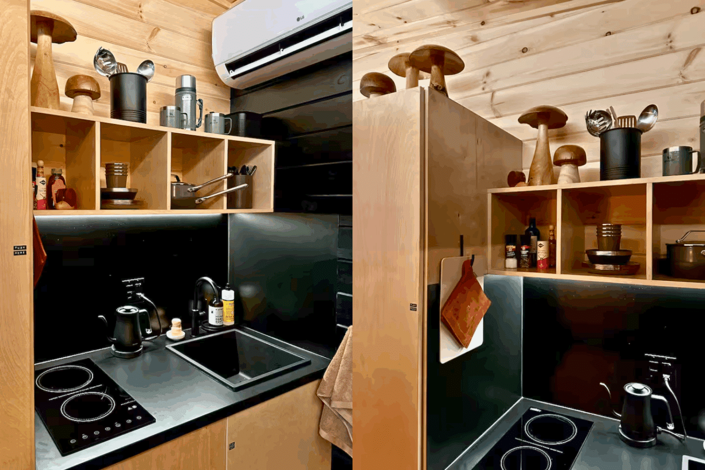 Nook Studio Park Model tiny home kitchen built and designed by Psy Homes in Gap Pa