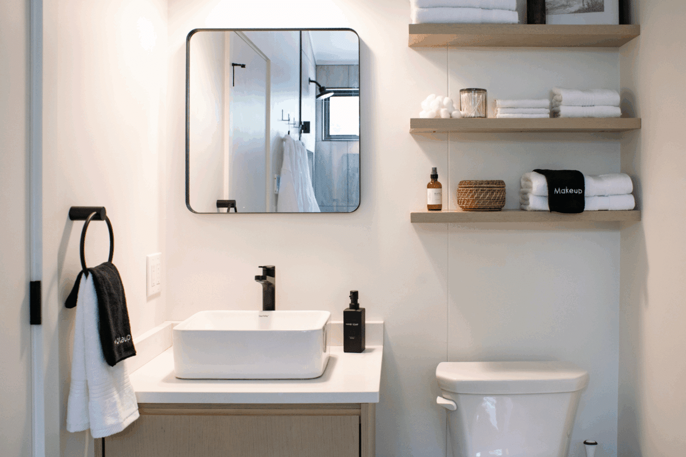 A Frame studio park model tiny home bathroom in New Holland Pa site 138 built and designed by Psy Homes in Gap Pa