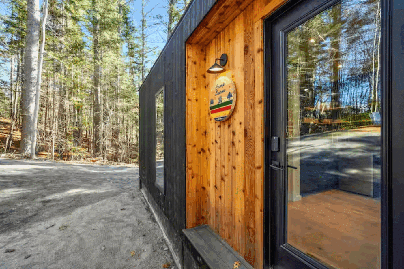 A frame park mode tiny home in Wiscasset Maine built and designed by Psy Homes
