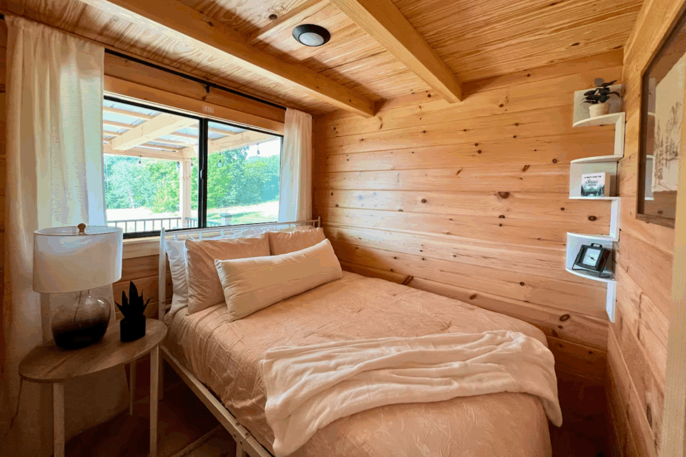 Second bedroom in Pinecrest Park Model tiny home in fallen timber pa built and designed by Psy Homes
