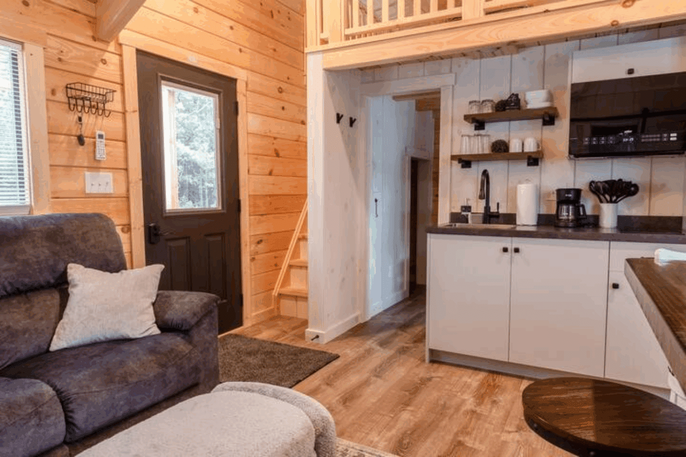 park model tiny home in spring mills pa The Psy Homes log Pinecrest kitchen area