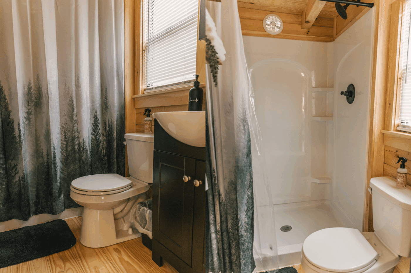 bathroom of pinecrest park model tiny home in somerset pa close to flight 93 memorial