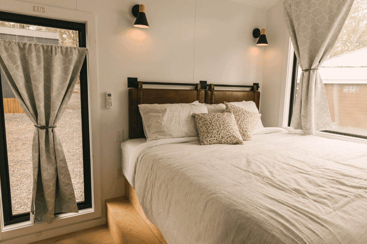 bedroom of A frame park model tiny home at Somerset resort site 11