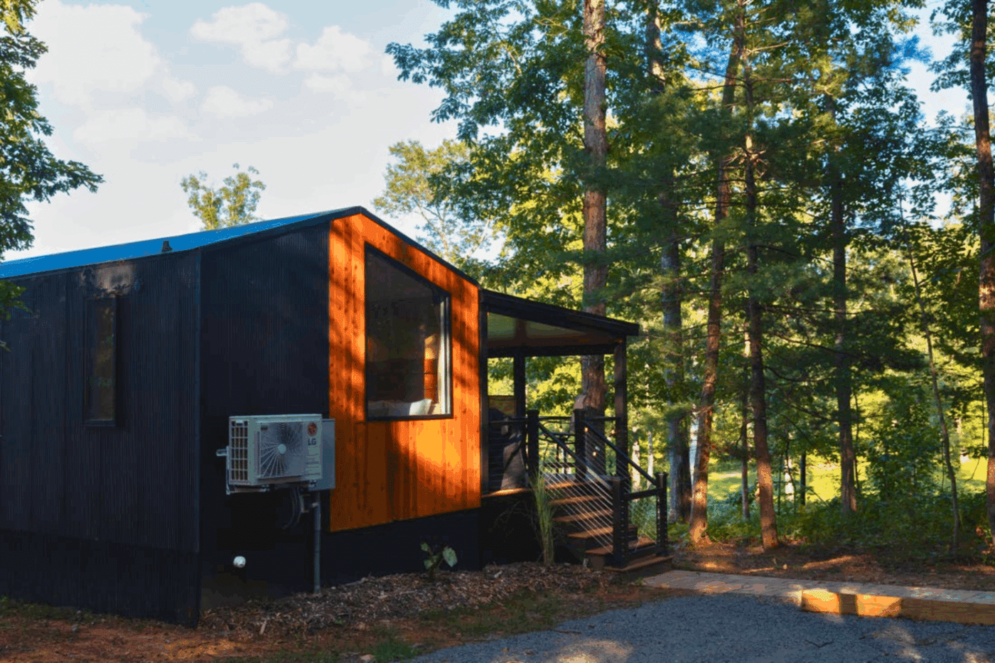 Backside of A frame park model tiny home in Culpeper VA