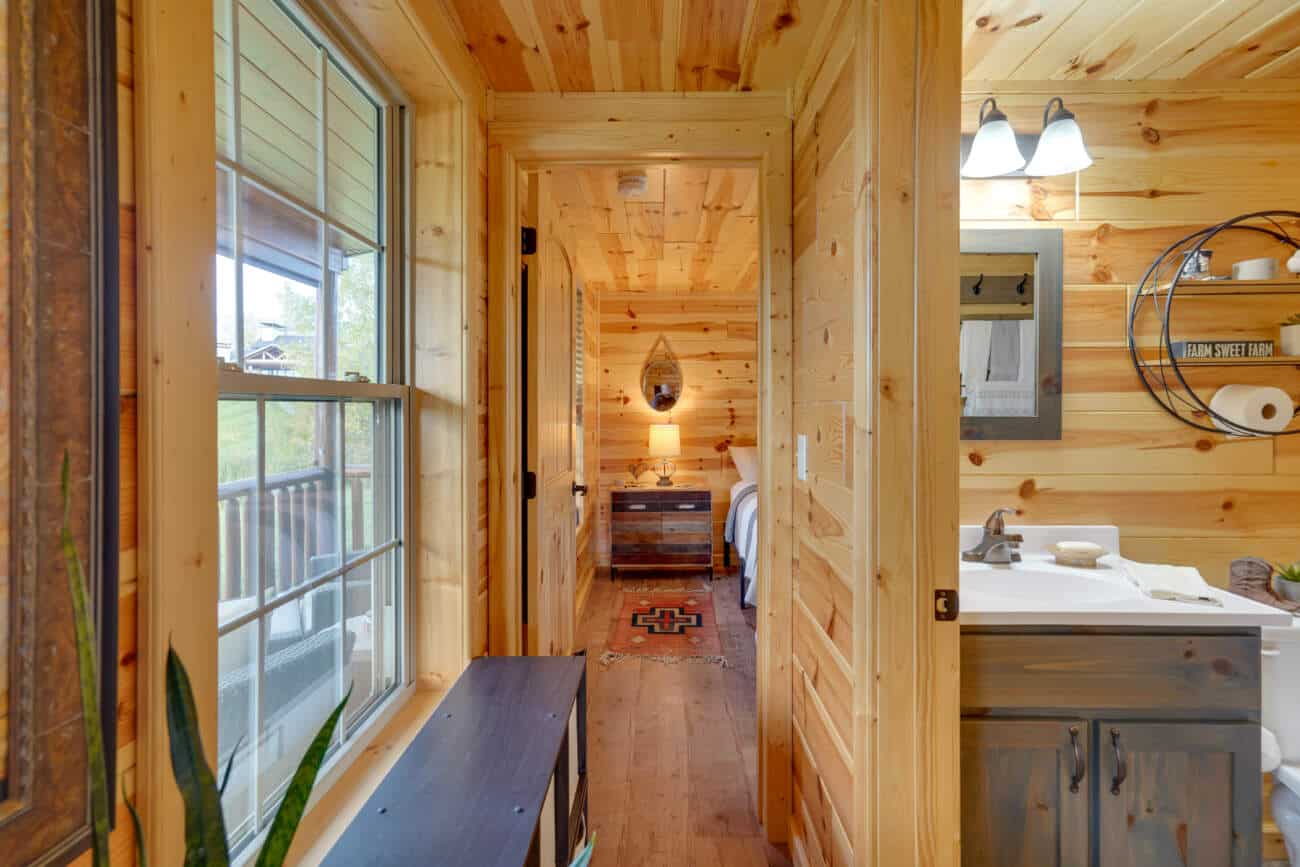 Hallway in Prefab Cabin in Adel IA