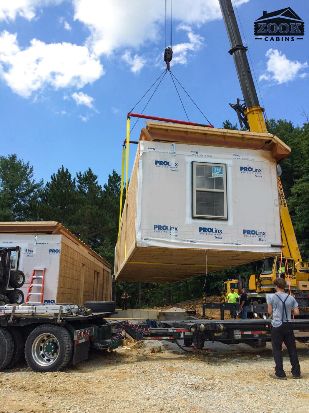 placing modules on cabin in oldenburg indiana