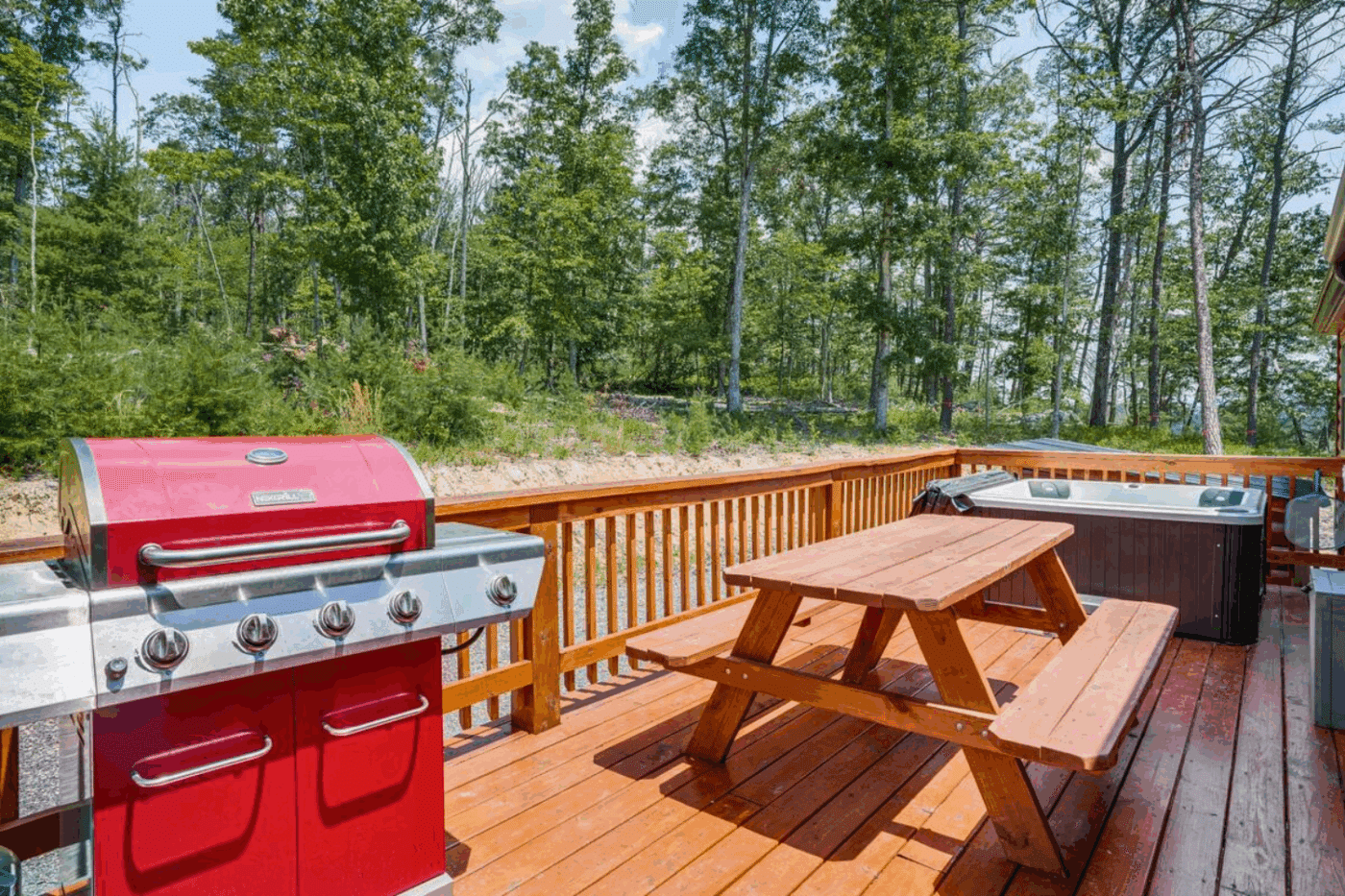 Outdoor Hospitality Area of Frontier log cabin in Hardy County WEst Virginia