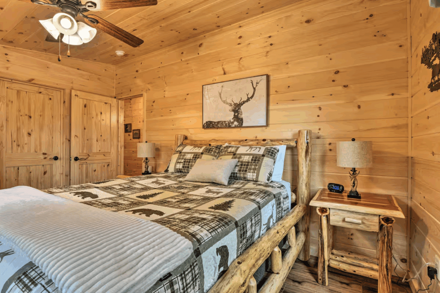 Master bedroom of Frontier log cabin in Hardy County West Virginia