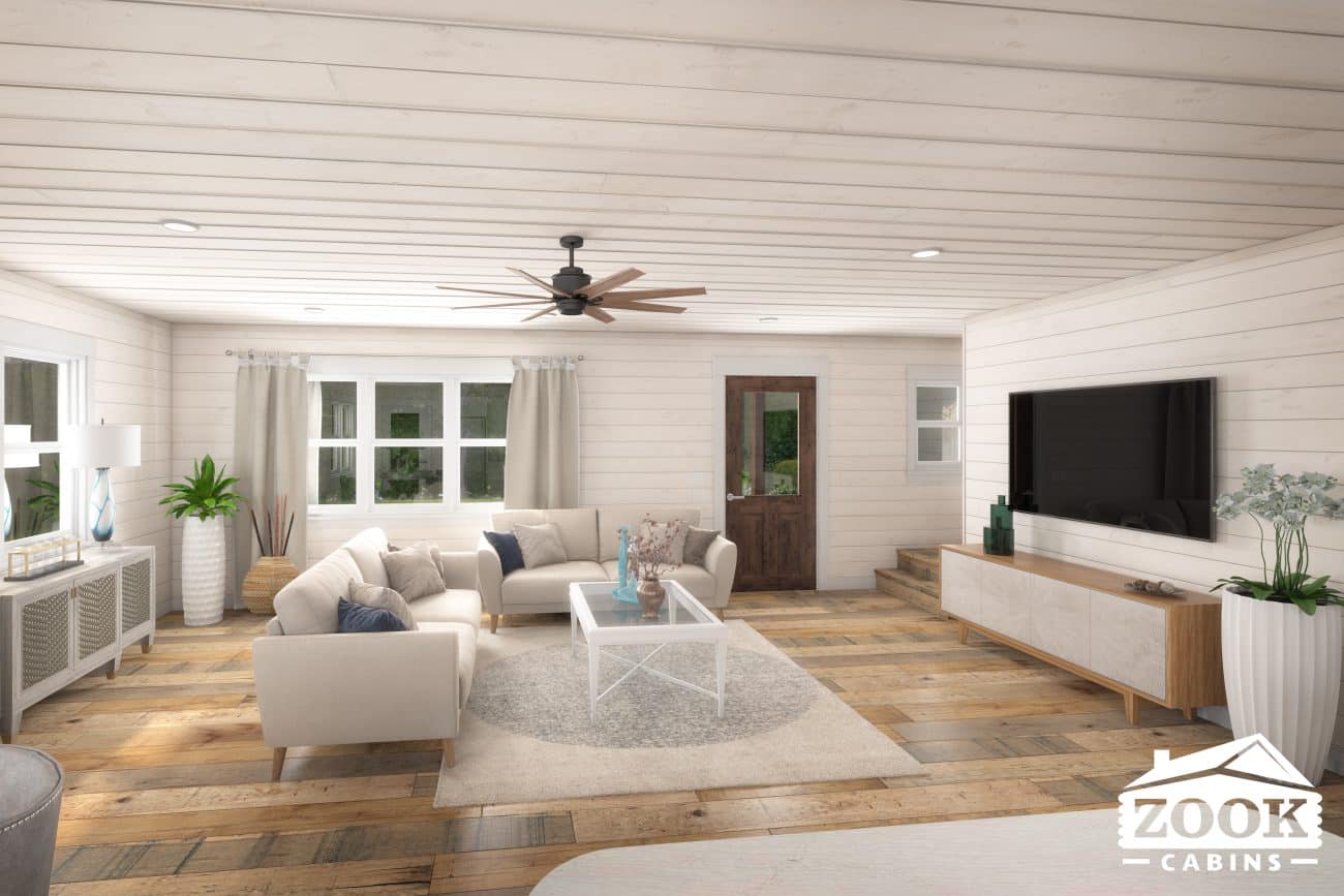 Franklin modern cabins great room area