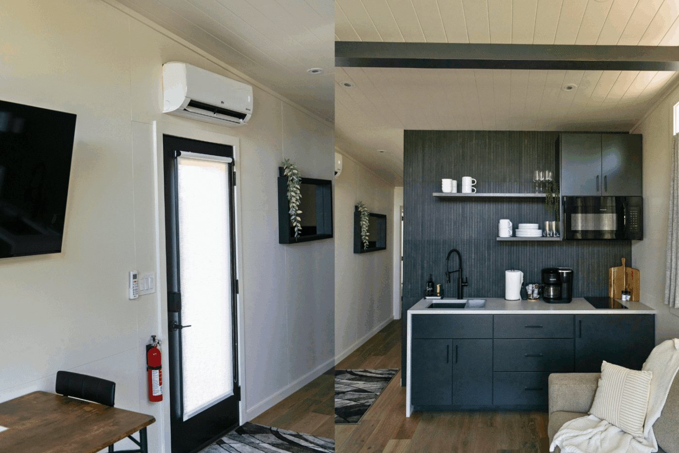 Psy Homese park model tiny home entry way and kitchen area