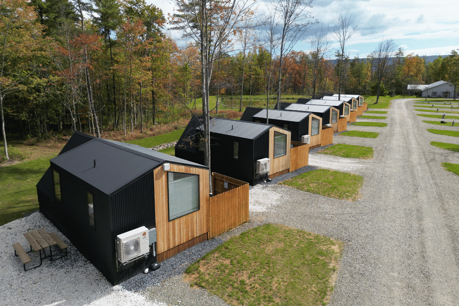 using multiple a frame cabins to create luxury cabin camping experience