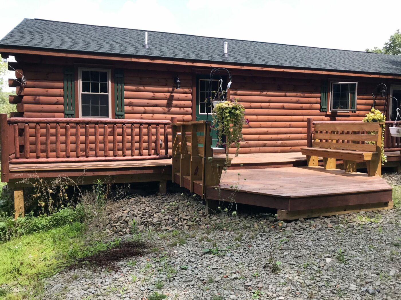 completed porch on cabin in coudersport pa