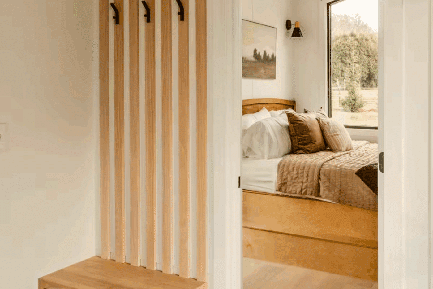 entry nook of zook cabins park model tiny home