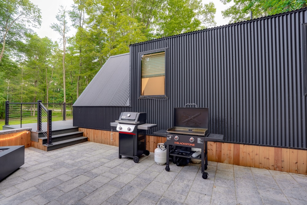 outdoor grilling area of a frame park model in Huntingdon PA