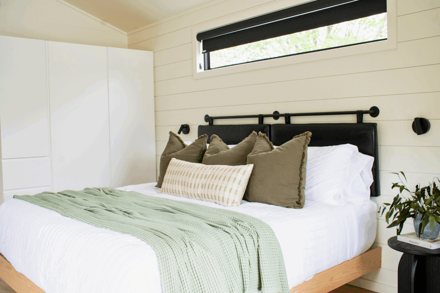 Bedroom of site 139 At Red Run Resort in New Holland Pa A frame studio park model tiny home