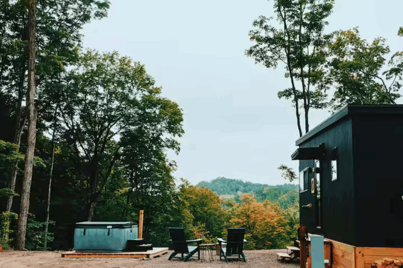 beautiful outlook from Nook Studio Park Model tiny home with peak features Cabin 2 at Retreat North