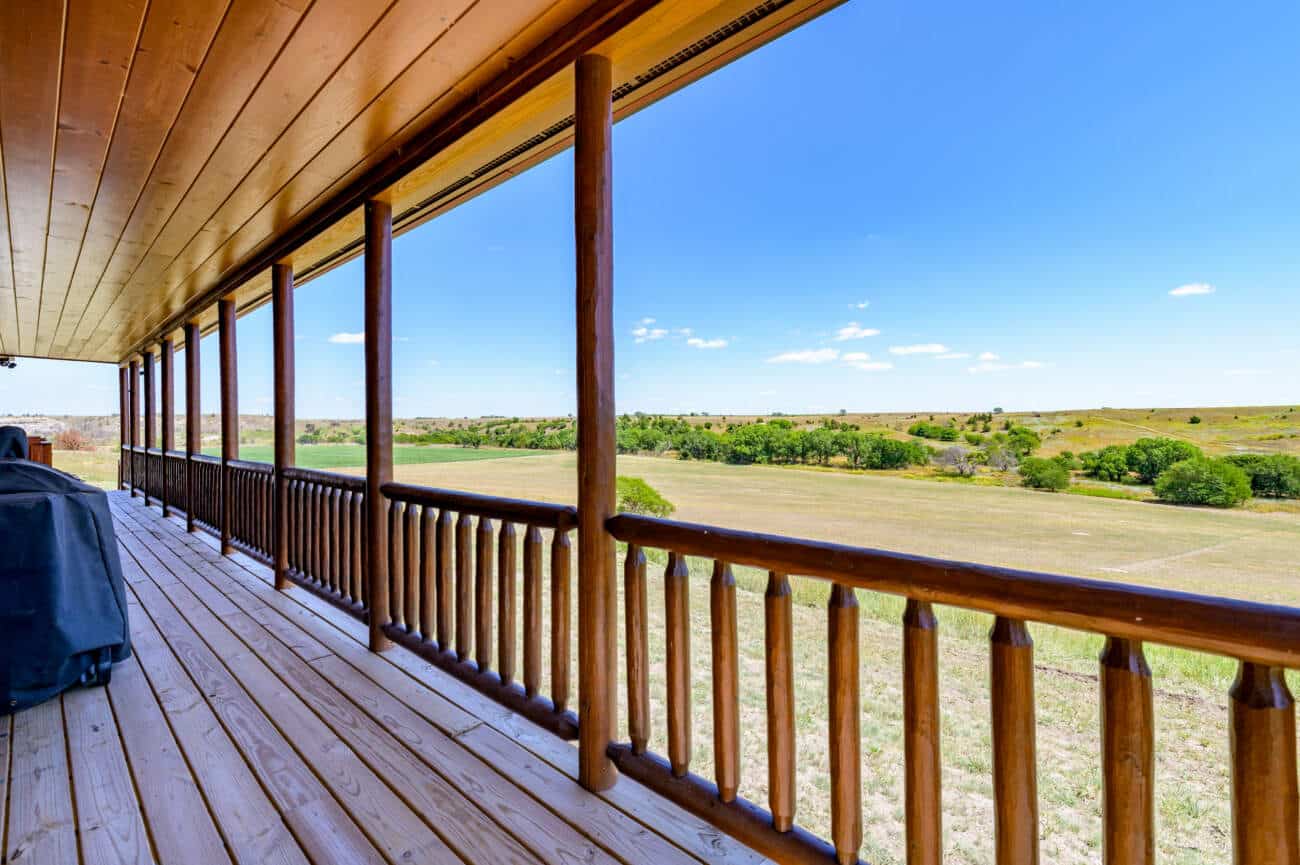 Porch on Prefab Cabin in Russell KS