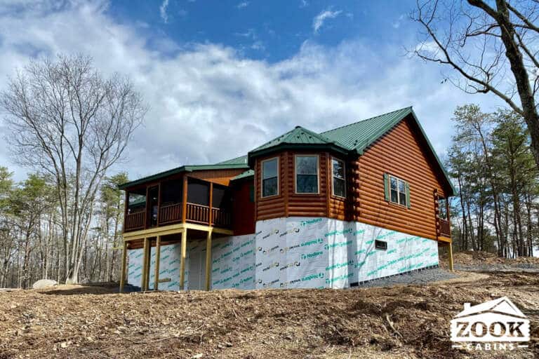 Rear elevation Frontier log cabin in petersburg wv