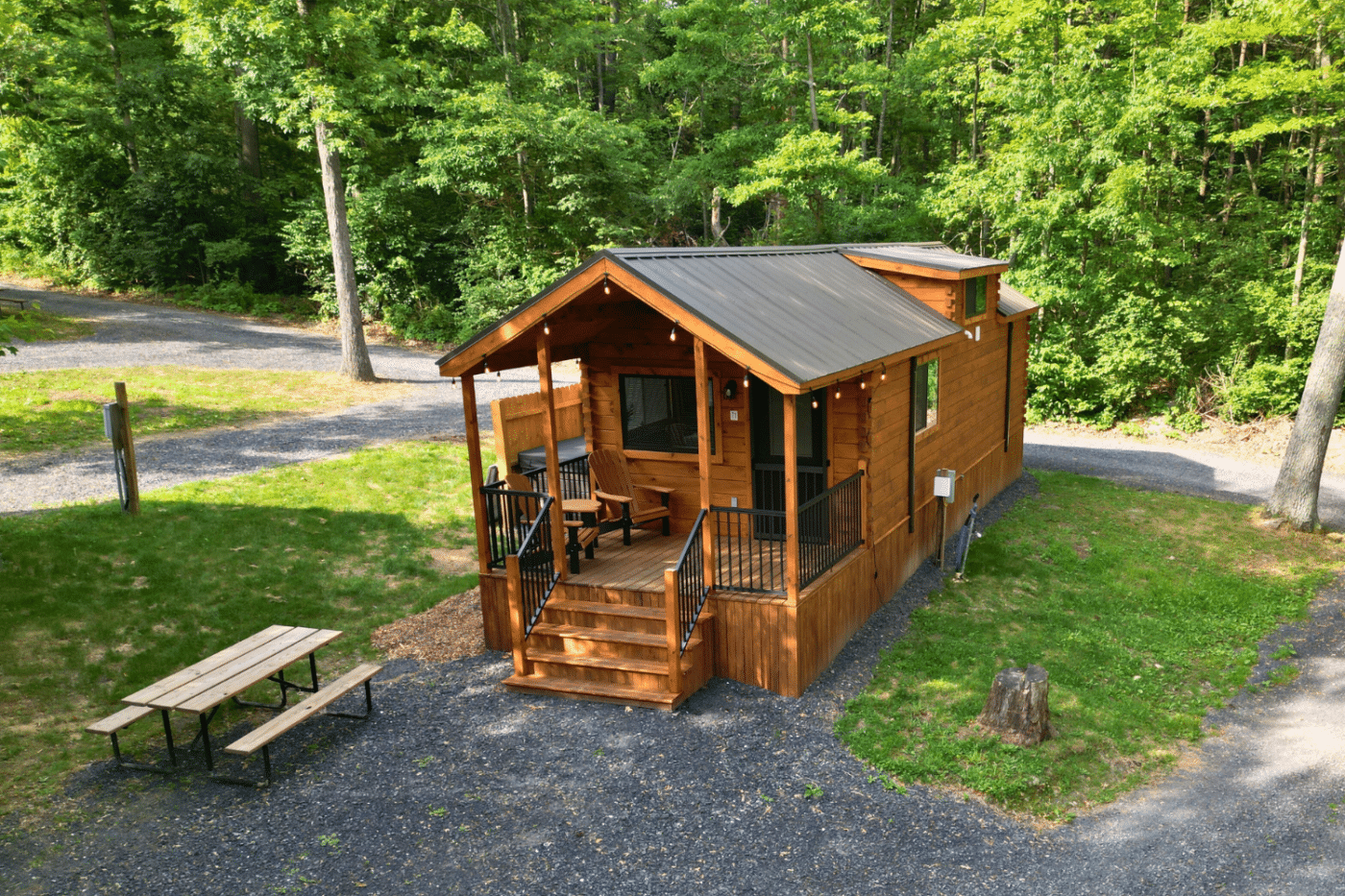 cabin camping with Psy Homes park model tiny homes