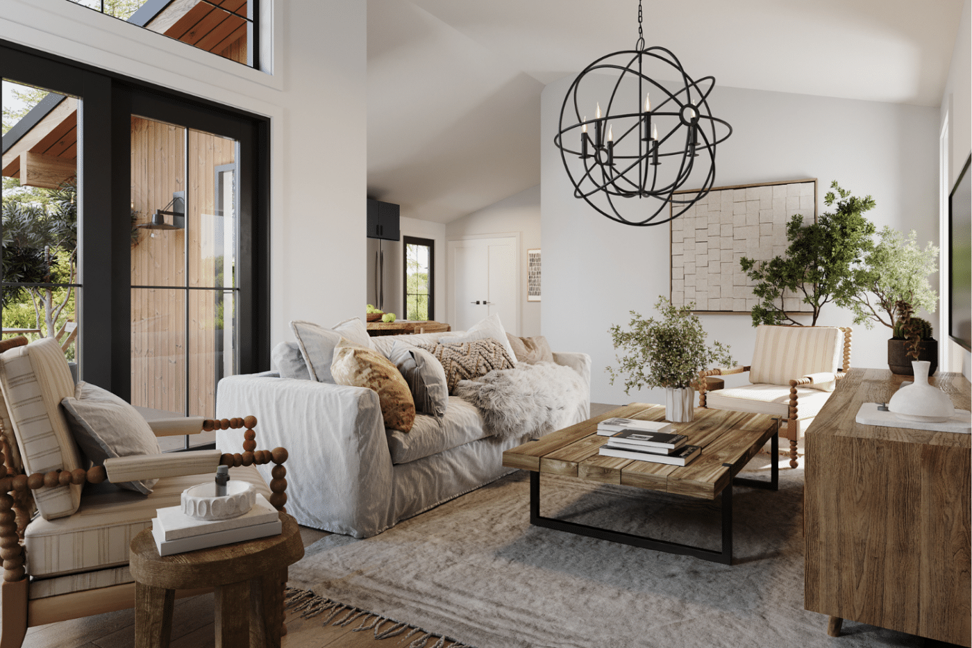 Two Pines Living Room With Patio Doors