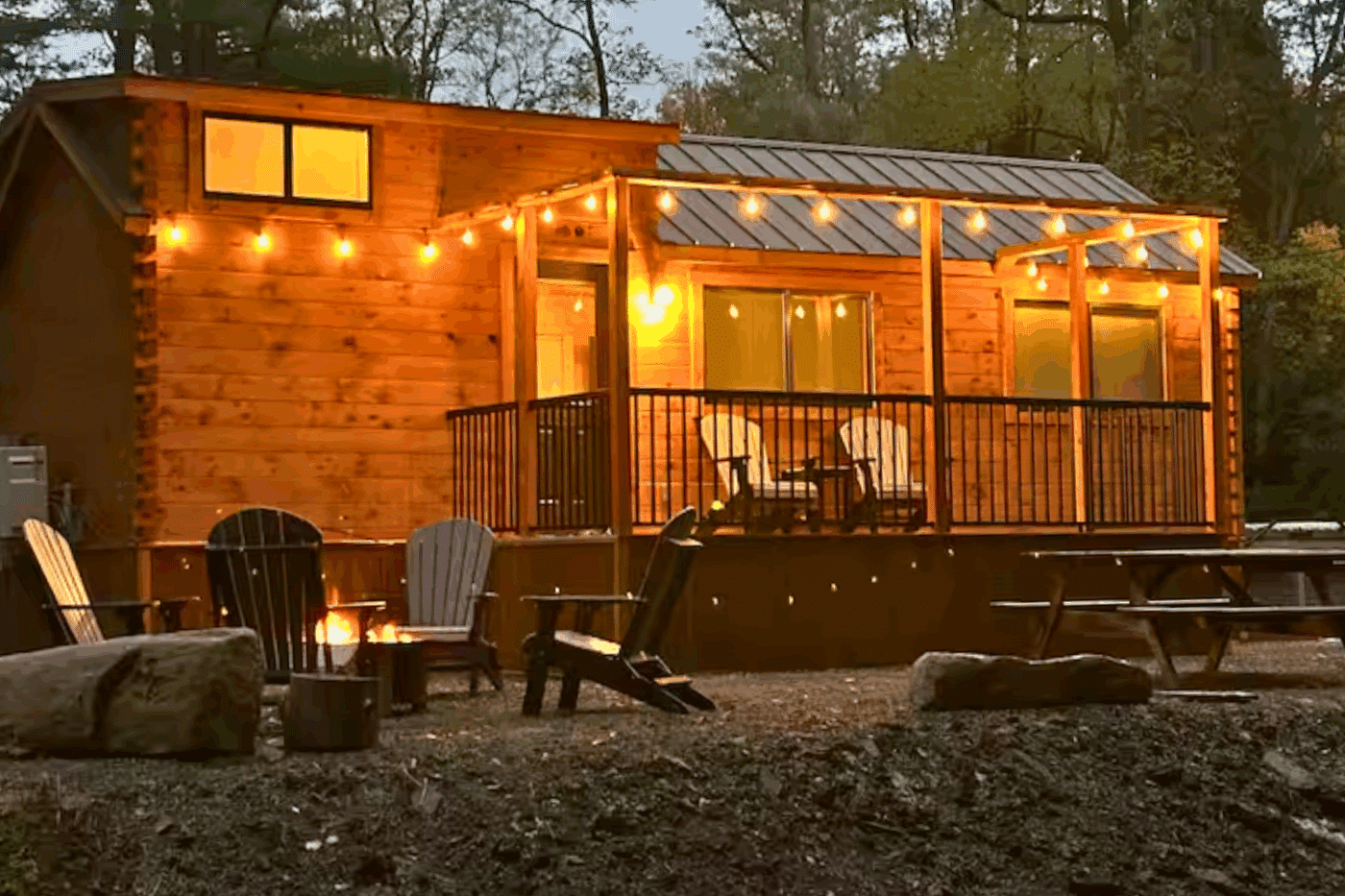 Spring Mills Pennsylvania Pinecrest Park model tiny home built and designed by Psy Homes with aftermarket front porch