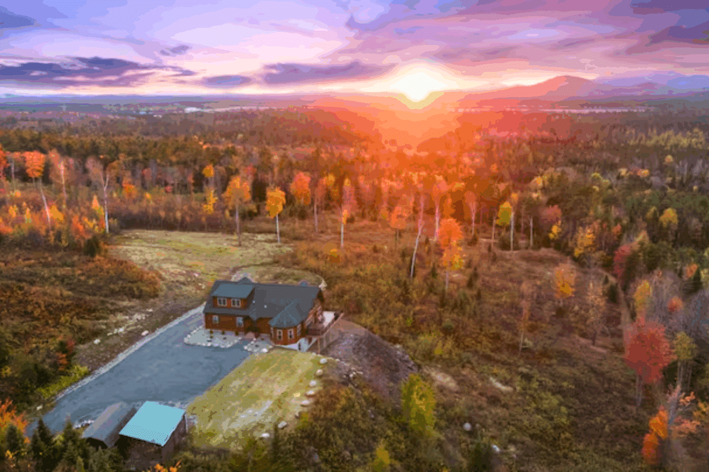 Full property view of Sarnac Lake New York Log Sided Mountaineer Deluxe