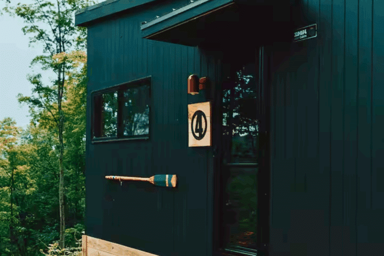 beautiful outlook from Nook Studio Park Model tiny home with peak features Cabin 4 at Retreat North