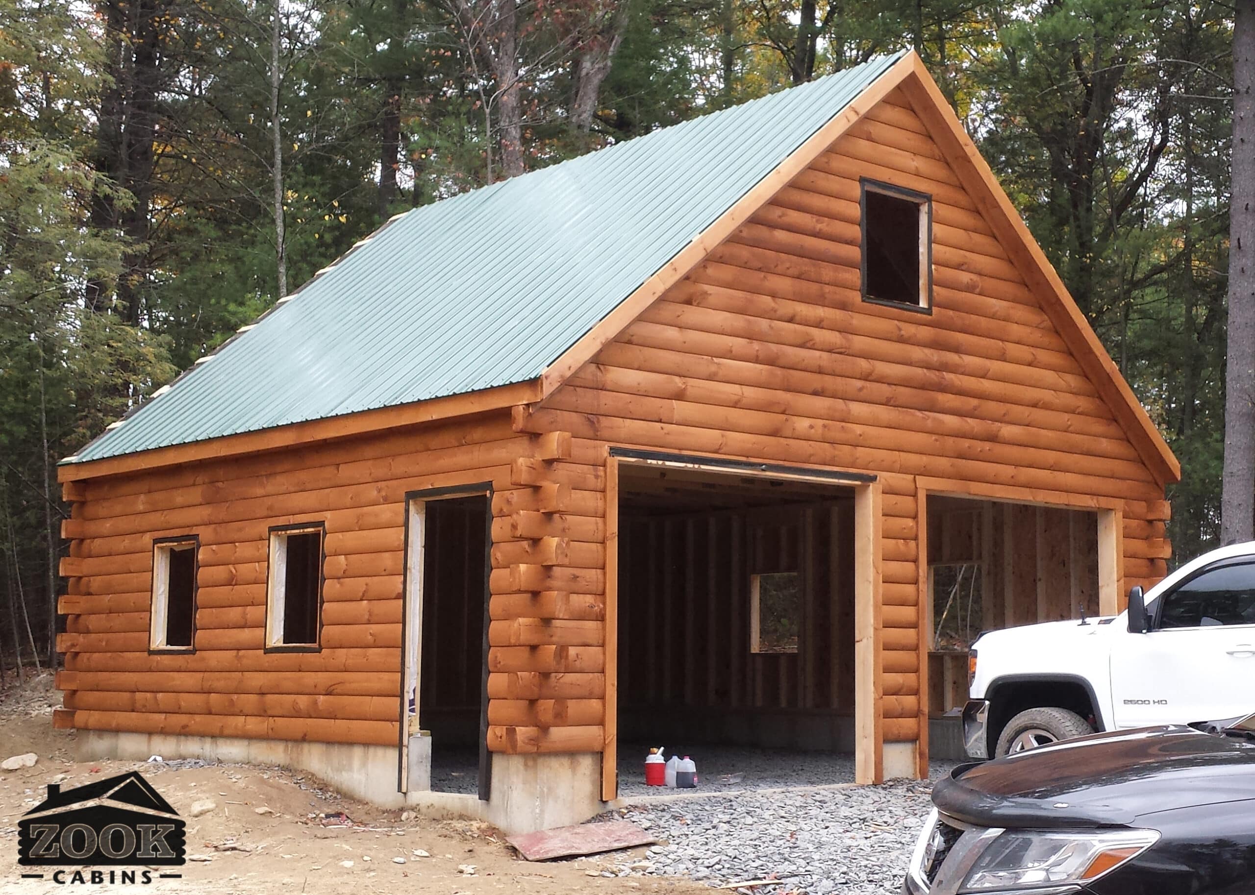 log cabin prefab 2 story garage