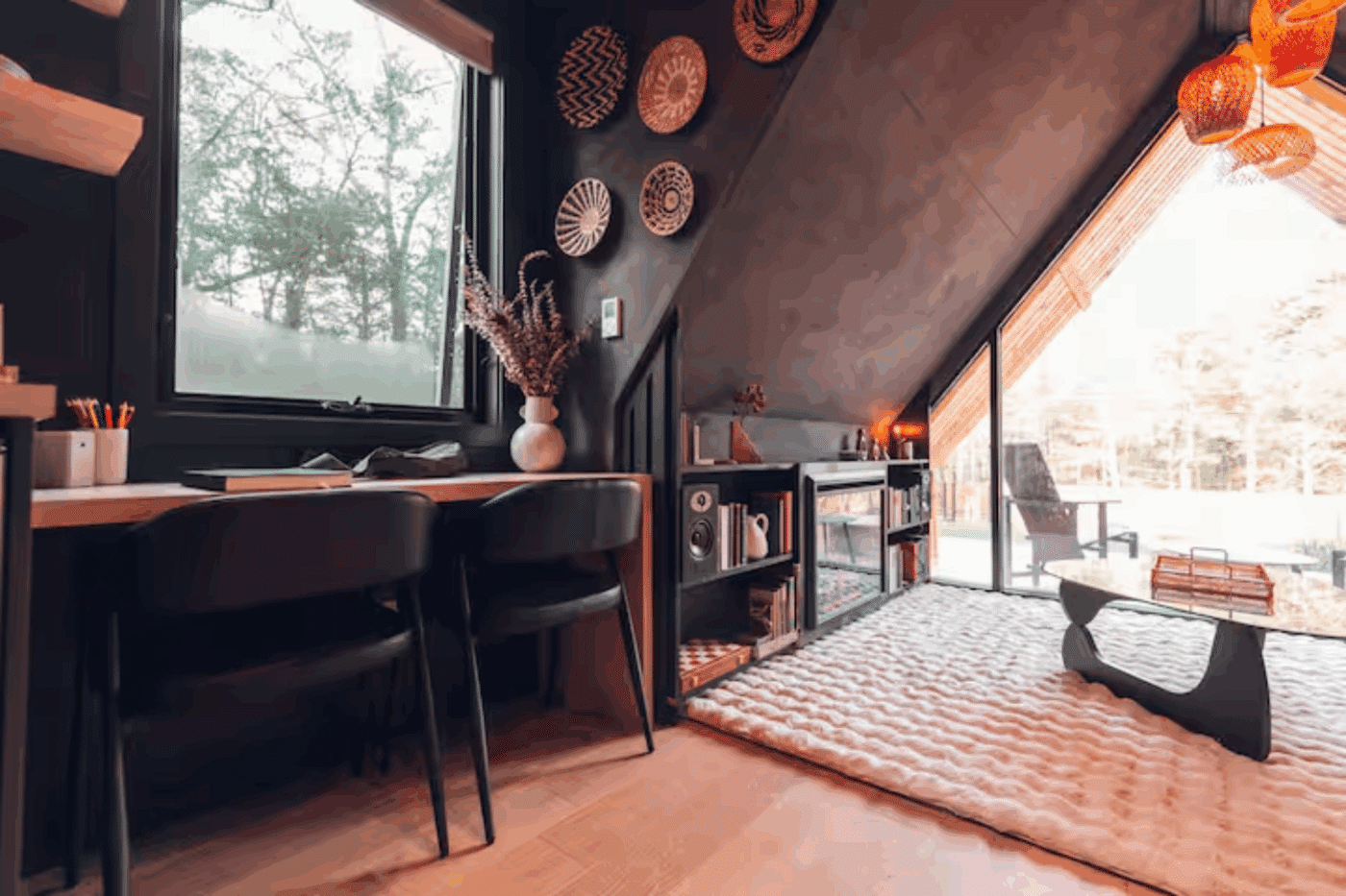 Psy Homes A Frame park model tiny home eating nook in Saugerties NY