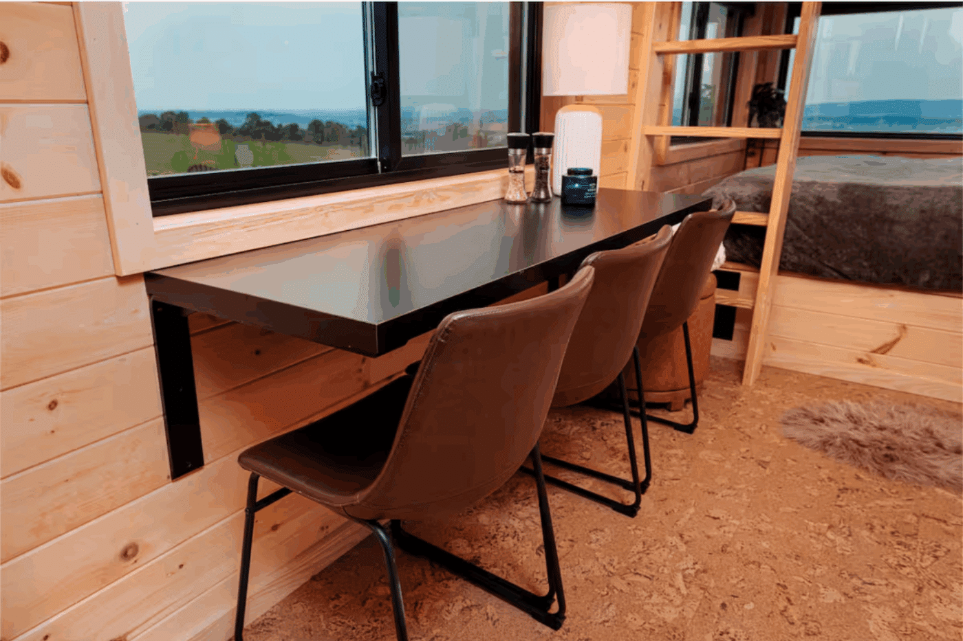 dining area of Nook Family park model tiny home in Gap Pa