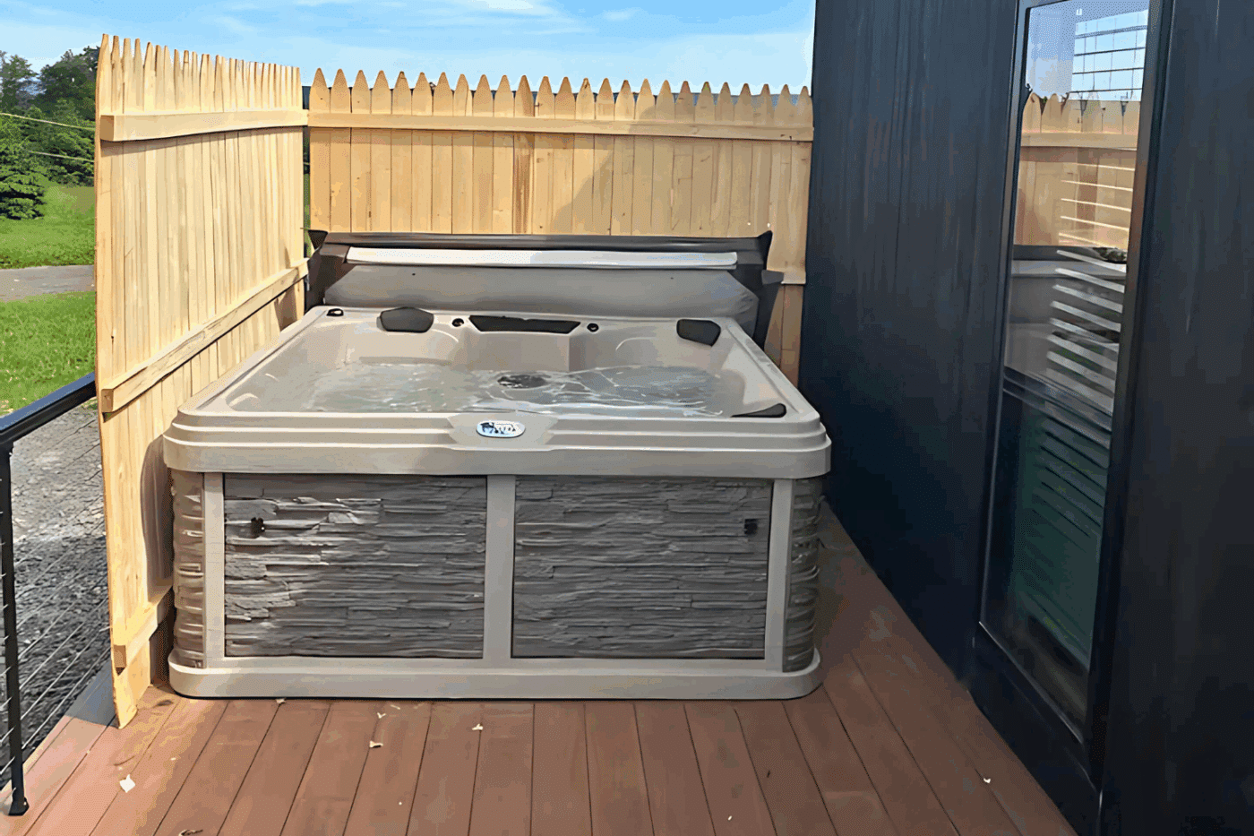 Hospitality area at A Frame park model tiny home in Sunbury Pa