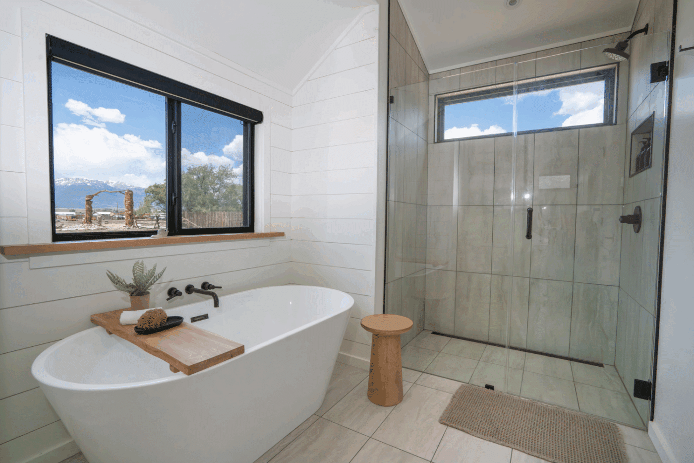 A Frame Studio in Buena Vista Colorado with Large walk in shower built and designed by Psy Homes