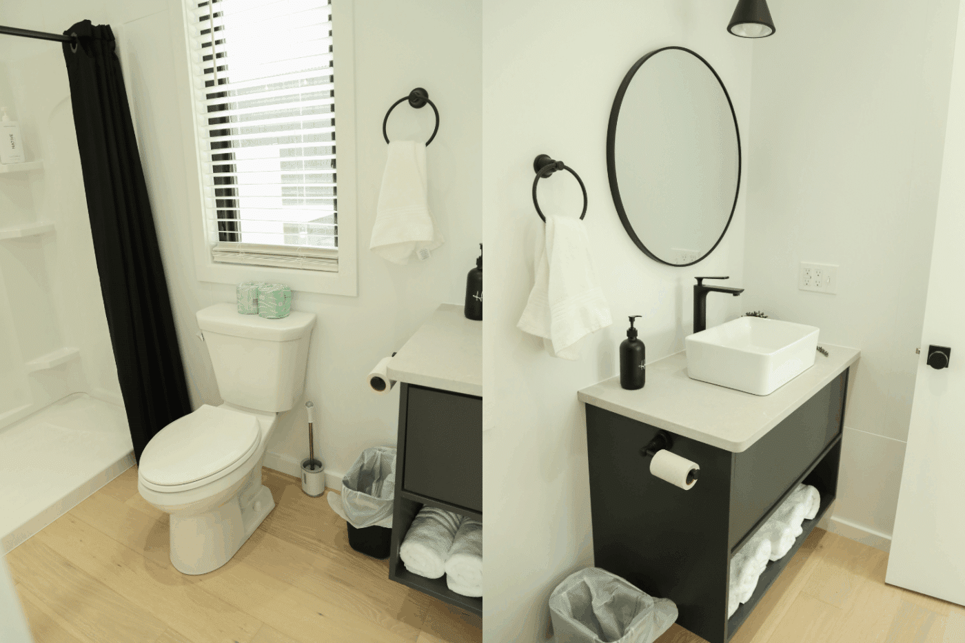 Bathroom of A Frame Park Model Tiny home unit 27 at The Hartman Center in Milroy PA