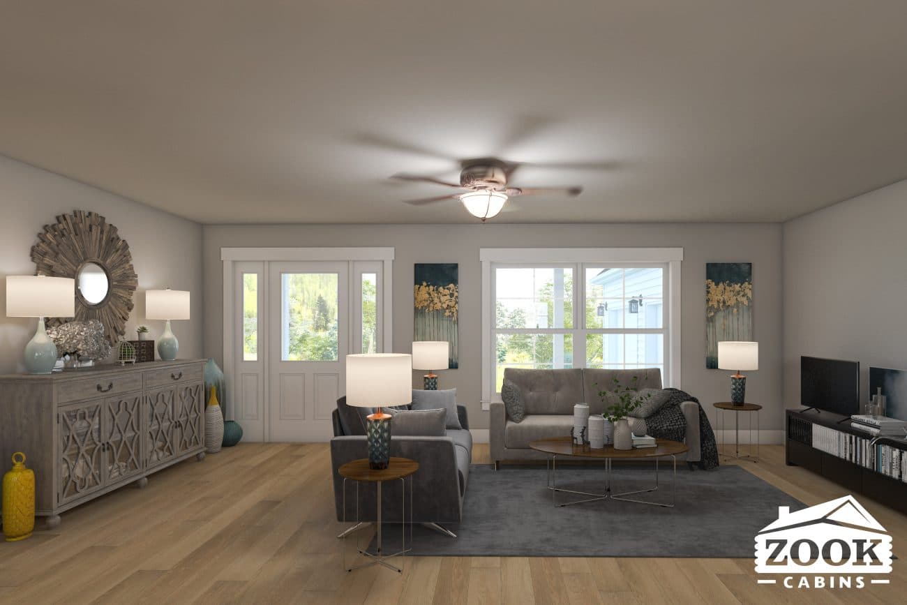 Homestead Modern Cabins living room open floor plan concept