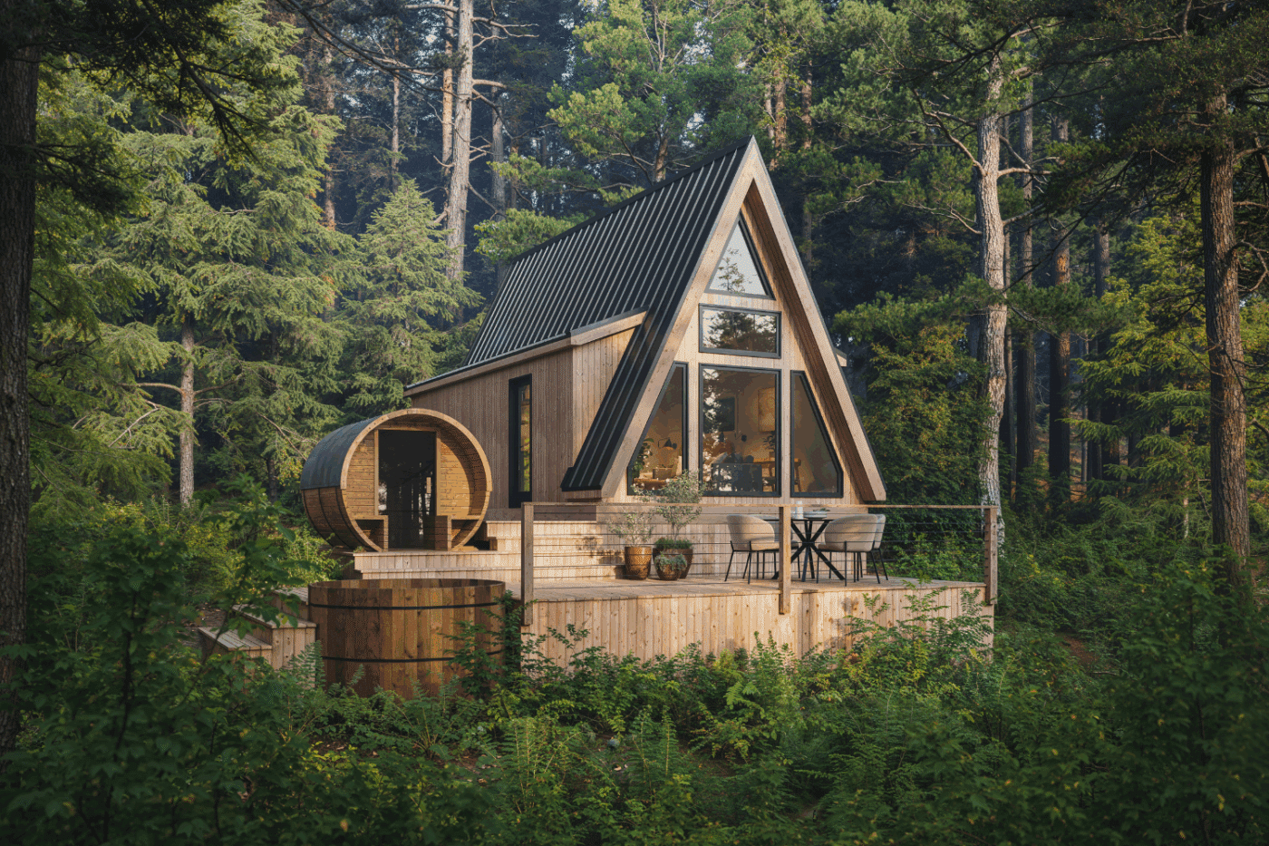 A frame modular cottage home built by Zook Built and designed by Psy Homes