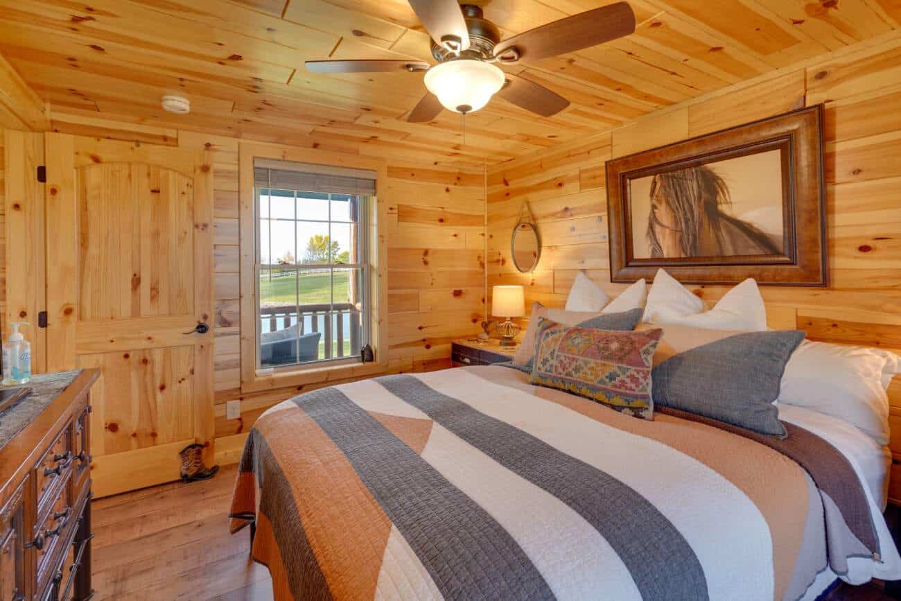 Master Bedroom in Prefab Cabin in Adel IA
