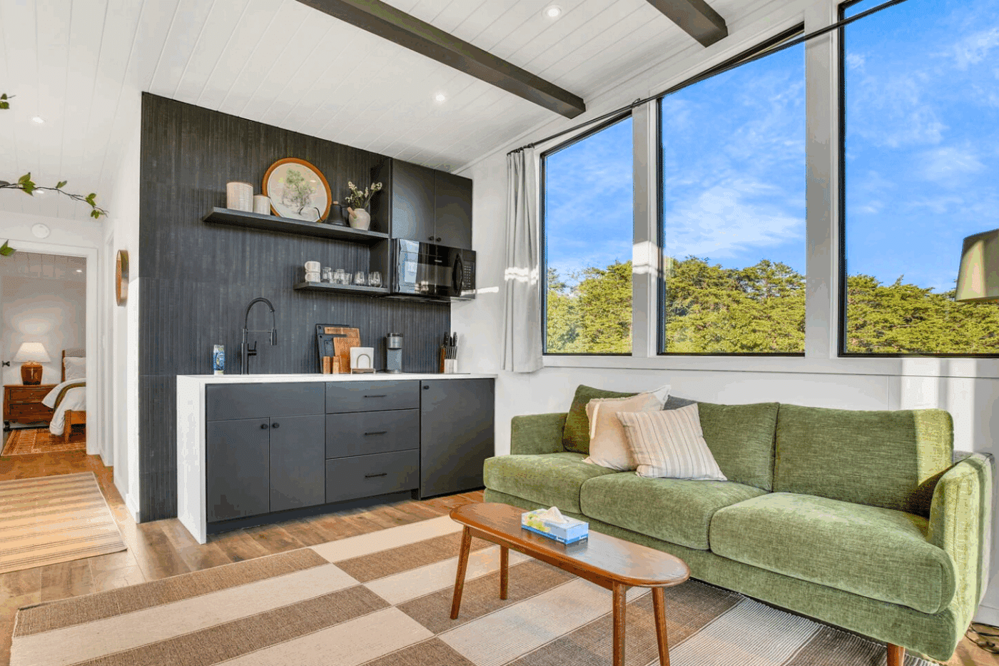 kitchen of rockwood park model tiny home in Warfordsburg pa built and designed by Psy Homes