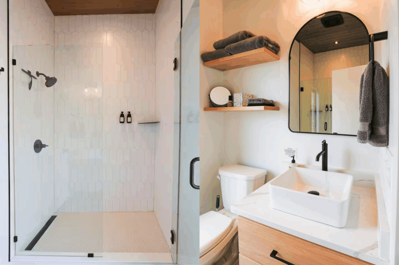 custom built alpine 1 park model tiny home bathroom in Madison VA