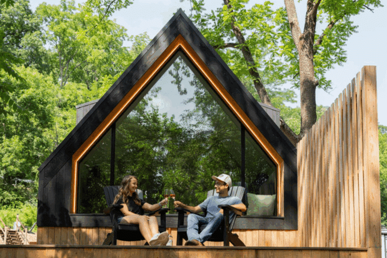 A Frame park model tiny home at Greenhills Resort and Campground in Alexandria Pa Site 17