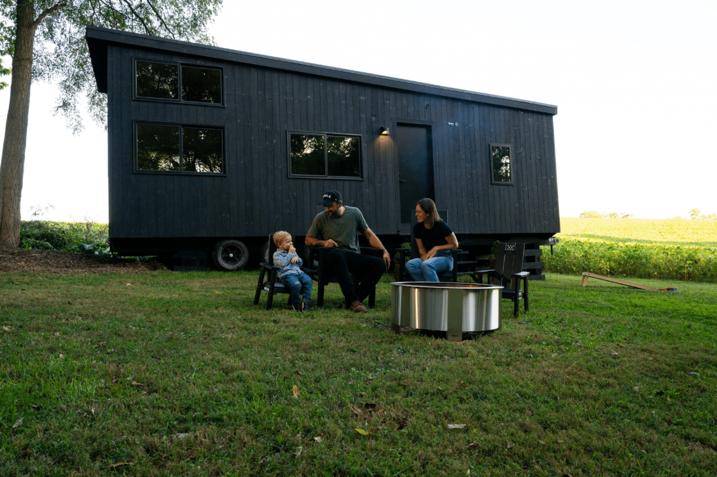 relaxed camper living in zook cabins park model
