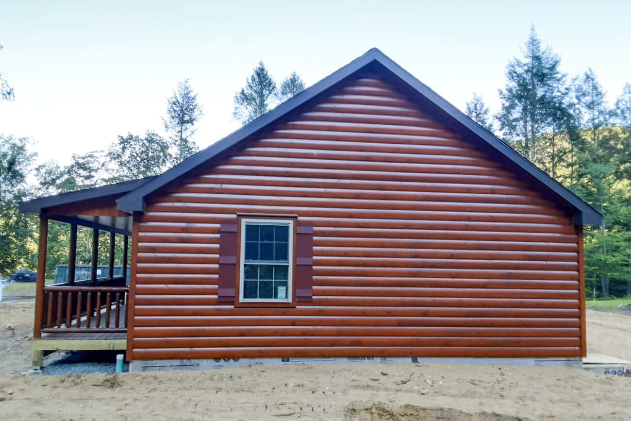 log siding on Prefab Cabin in Dummerston VT