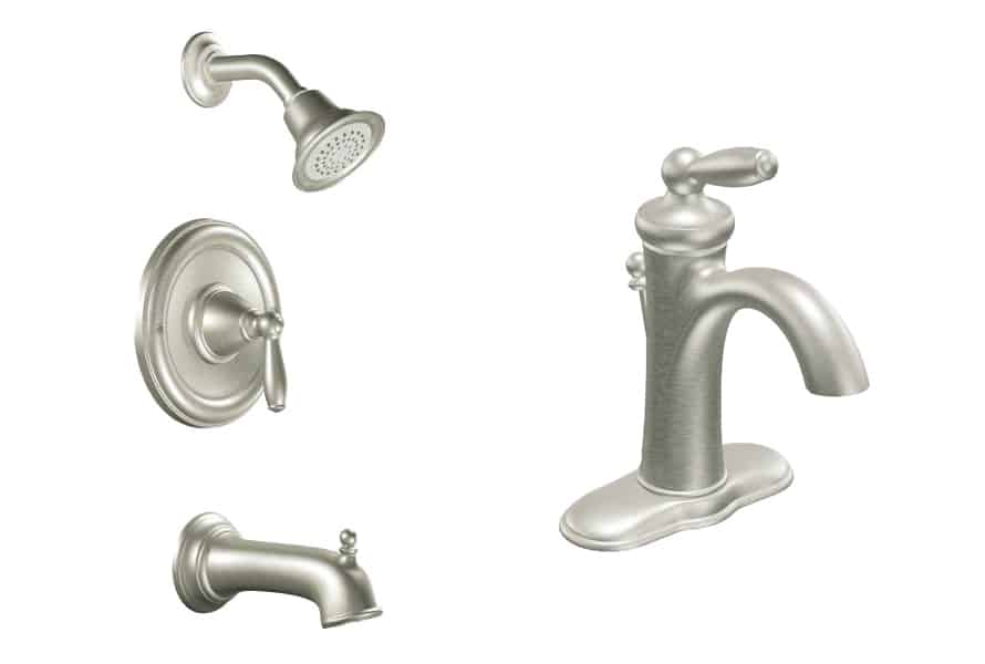 prefab log cabin faucet nickle bath
