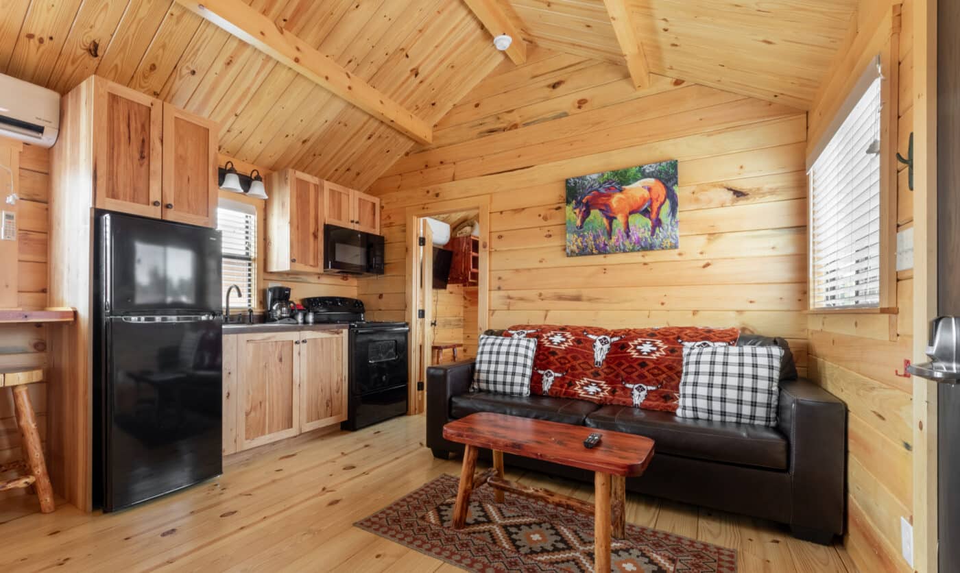 Kitchen area in Park Model cabin