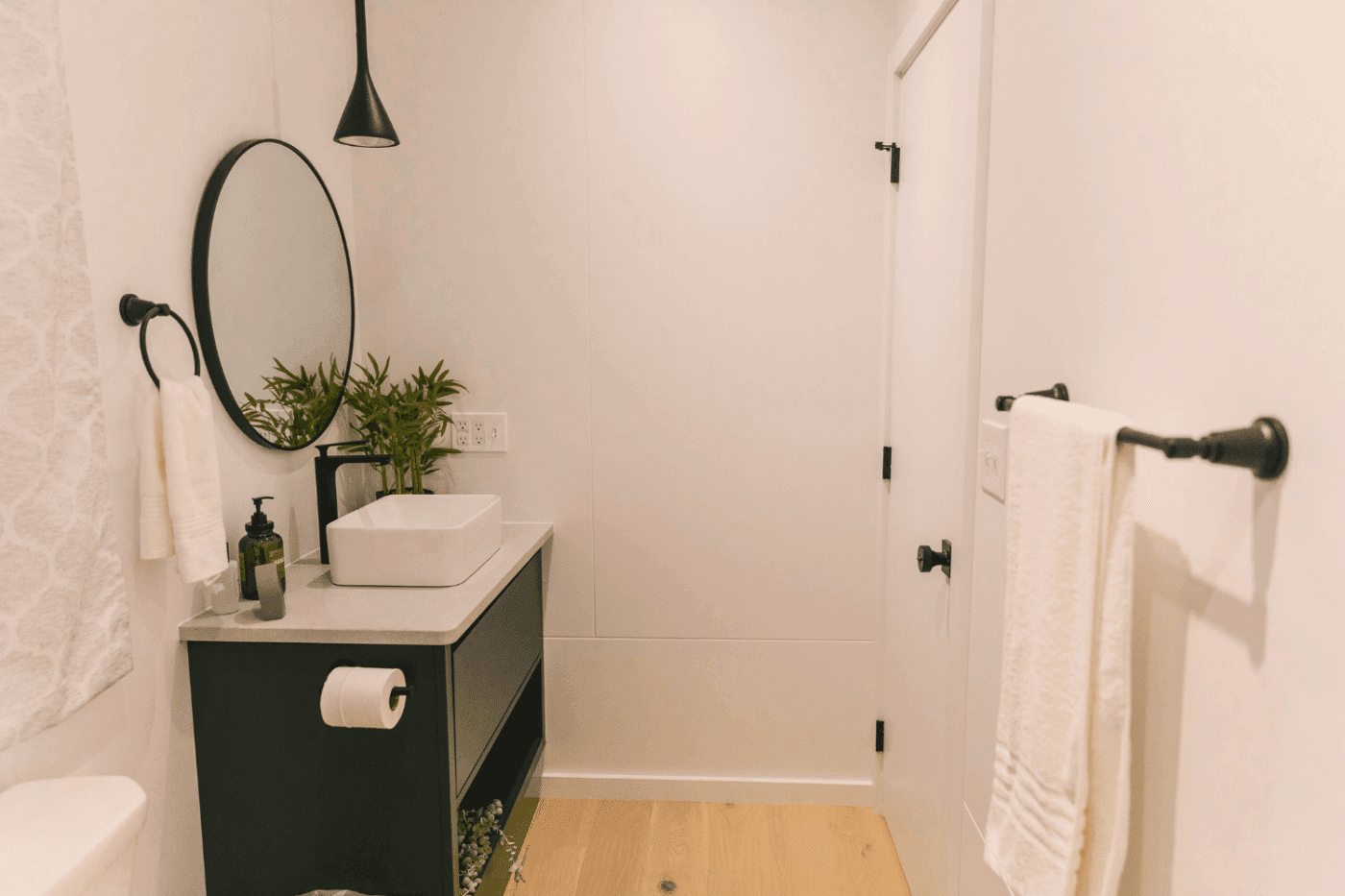 A frame park model tiny home bathroom located at friedens resortbuilt and designed by Psy Homes in Gap pa site 11