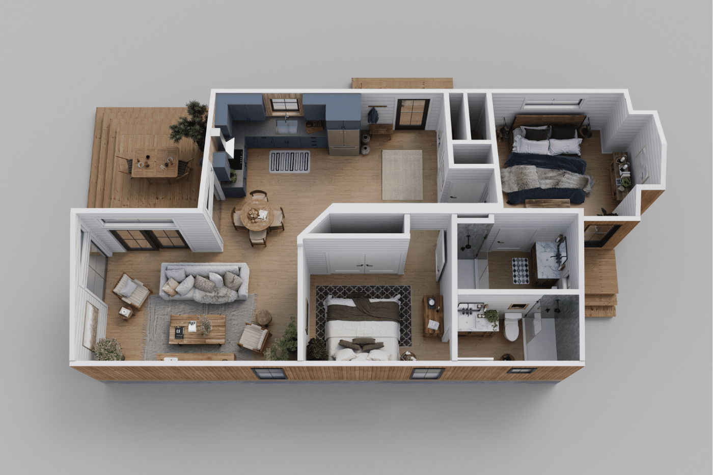 Twin Pines Doll House Rendering With Shiplap