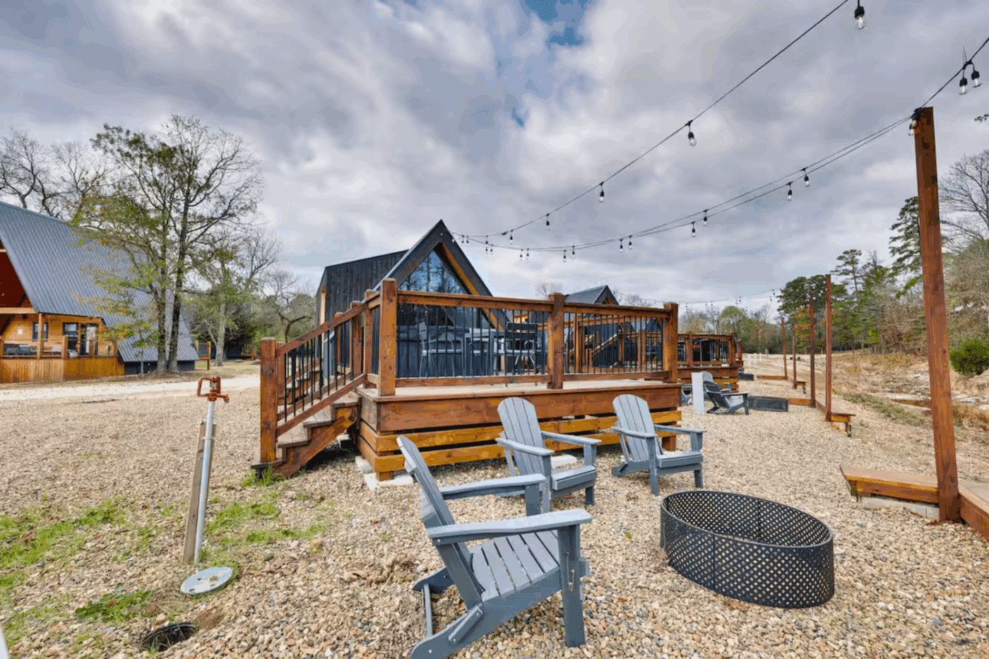 A frame Park Model tiny home built by Zook cabins placed in Broken Bow OK
