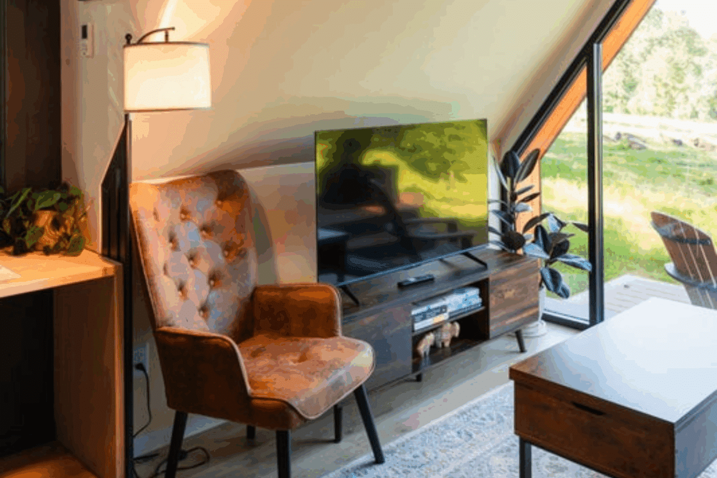 living room of A frame park model in Culpeper VA